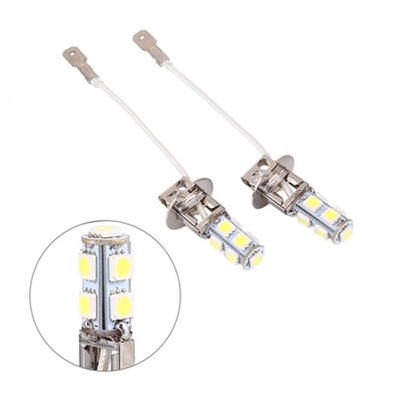 2X ЛАМПОЧКИ LED (СВЕТОДИОД ) H3 5050 9 SMD DC12V 6500K БЕЛИЙ