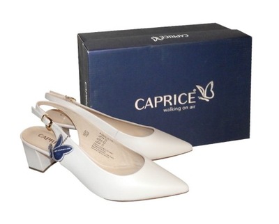 BUTY DAMSKIE SKÓRZANE CZÓŁENKA BEZ PIĘTY CAPRICE 9-29605-20 KREMOWE r. 38,5