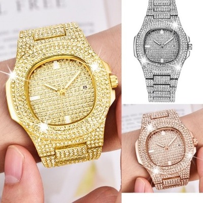 złoto Męskie zegarki Diament 14K pozłacany zegarek