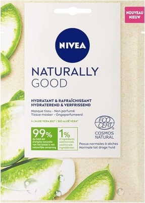 Nivea Naturally Good Maska nawilżająca i odświeżająca aloes 1 szt.