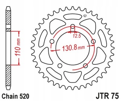 JT ЗУБЧАТКА ЗАДНЯ 4586 45 BMW S 1000 RR '09-20' (458645JT) (ŁAŃC.520) KONWER