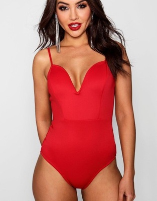 Z3D013 Boohoo BOOHOO CZARNE BODY NA RAMIĄCZKACH Z FISZBINAMI 34 XS