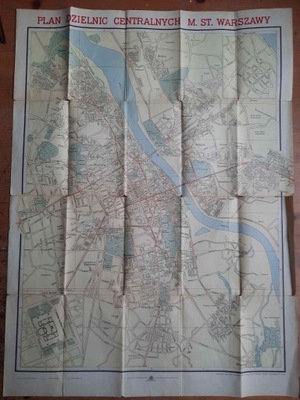 WARSZAWA MAPA PLAN DZIELNIC CENTRALNYCH 1955