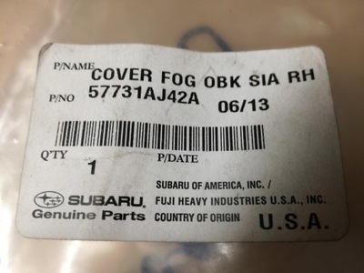 Заглушка накладка протитуманної фари subaru 57731aj42a фото №1