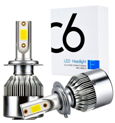 КОМПЛЕКТ ЛАМПОЧКИ H7 LED (СВЕТОДИОД ) 2X C6 COB МОЩНЫЙ 7600 LM 72W