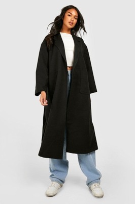 BOOHOO CZARNY PŁASZCZ OVERSIZE KIESZENIE BOF NG6__L