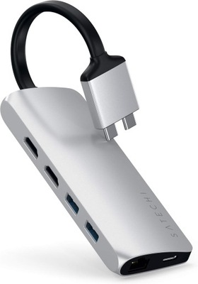 SATECHI DUAL MULTIMEDIA HUB ADAPTER PODWÓJNY USB-C USB-A 2X HDMI MICRO/SD