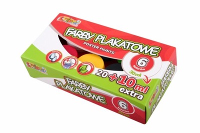 6X KOLORI FARBY PLAKATOWE 30 ml 6 KOLORÓW DUŻE