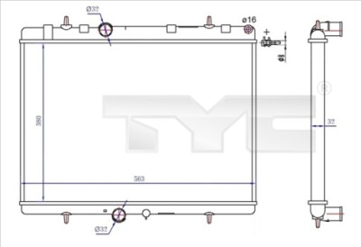 Радиатор pg 3x7 2000-2009 1.6hdi, 2.0hdi m/t радиатор also fit 726-0020- фото №1