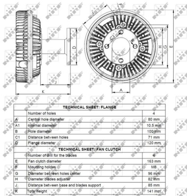 DC3952 NRF EMBRAGUE DE VENTILADOR DEL RADIADOR CONVIENE DO: DAF 65 CF NS133M/NS156  