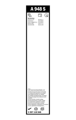 BOSCH ДВОРНИКИ A948S AEROTWIN 650/650MM MERCEDES W211 LOTUS EVORA