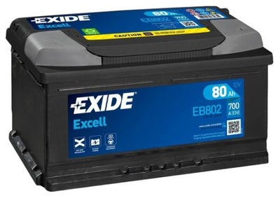 Акумулятор exide excell eb802 80ah 700a p+ фото №1