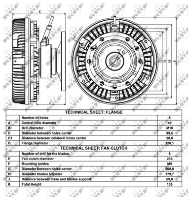 D11188 NRF EMBRAGUE DE VENTILADOR DEL RADIADOR (ILOSC PINOW: 5) CONVIENE DO: MERCE  