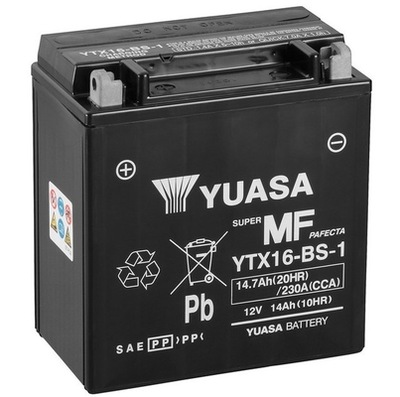 АККУМУЛЯТОР МОТОЦИКЛЕТНЫЙ YUASA YTX16-BS-1 12V 14,7AH 230A