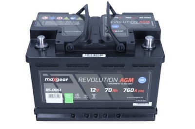 АККУМУЛЯТОР MAXGEAR 12V 70AH 760A P+ ПРАВАЯ PLUS AGM START-STOP