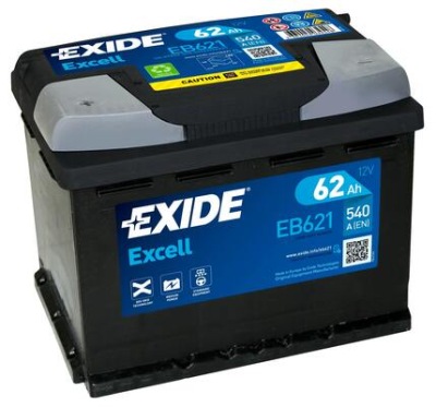 62Ah 540A L+ 12V AKUMULATOR EXIDE EXCELL EB621