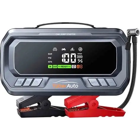YABERAUTO YA90 6000A 4W1 BOOSTER КОМПРЕСОР 160PSI ЕКРАН LCD | 12V DC OUTPUT 