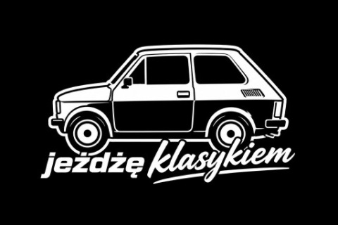 НАКЛЕЙКА FIAT 126P JEZDZE KLASYKIEM MALUCH БІЛА БЕЗ TLA NA АВТО 
