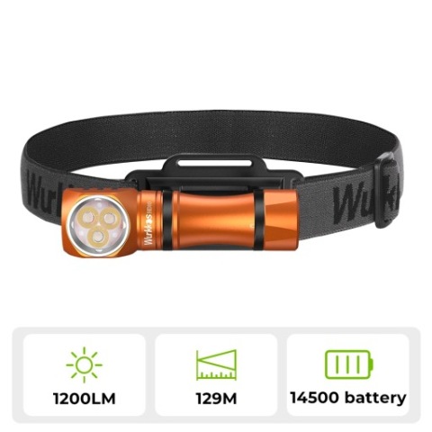 МІНІ ЛІХТАРИК ЛОБОВЕ EDC WURKKOS HD10 1200LM, USB-C, RGB + AKUMULATOREM 