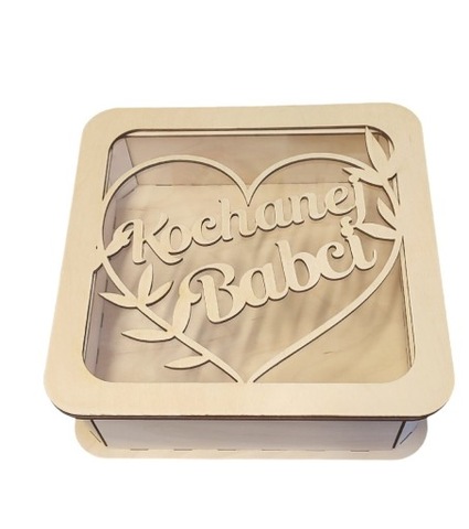 Pudełko drewniane, 24 cm, dla babci, dla dziadka, prezent, do wypełnienia 