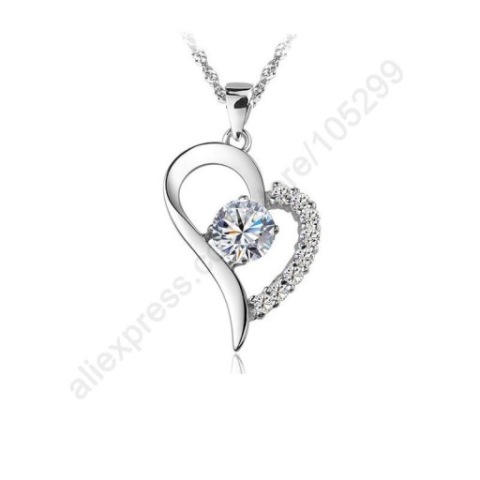 ZESTAW wisiorek damski serce z cyrkonią z kolczyka