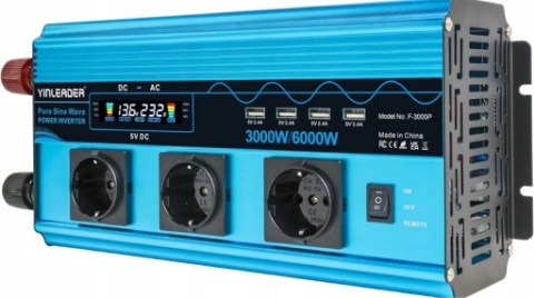 ПЕРЕТВОРЮВАЧ НАПРУГИ 3000W/6000W YINLEADER 3 ГНІЗДА 4 PORTY USB 