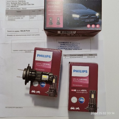 PHILIPS ULTINON ACCESS LED H7/H18 6000K WARRANTY  