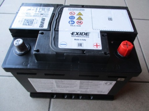 АКУМУЛЯТОР AGM BMW EXIDE 60AH 660A 25R. SPRAWNOSC 100% 