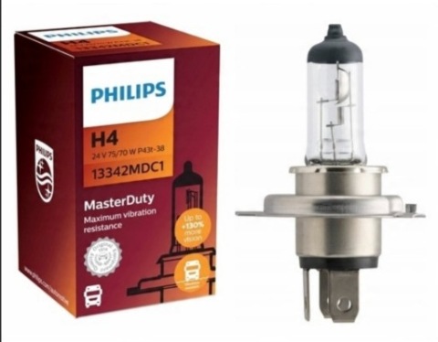 ЛАМПОЧКА PHILIPS H4 24V 75/70W MASTER DUTY +130% P43T-38 ODPORNA NA WSTRZASY 