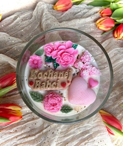 Duża Świeca Sojowa PREZENT DZIEŃ BABCI 400 g 3 KNOTY