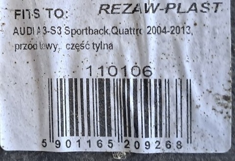 REZAW-PLAST 110106 AUDI A3 2003-2012R ПОДКРЫЛОК PL фото