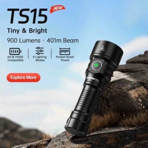 ЛІХТАРИК PREMIUM WURKKOS TS15 МІНІ 900LM USB-C + АКУМУЛЯТОР 14500 NA ПОДАРУНОК 