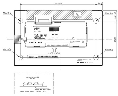 LB070WV8-SL01 LG MONITOR PANTALLA SENSOR 7,0 