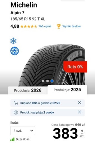 ШИНИ ЗИМОВІ MICHELIN ALPINE 185X65X15 2025R 