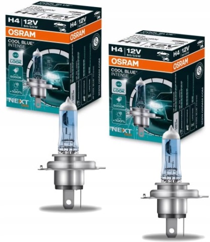 2X ЛАМПОЧКИ OSRAM COOL BLUE INTENSE NEXT GEN H4 12V 5000K + 2X W5W 