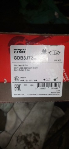 КОЛОДКИ ГАЛЬМІВНЕ TRW GDB 3372 SUBARU LEGACY, FORESTER, OUTBACKA, TRIBECA 