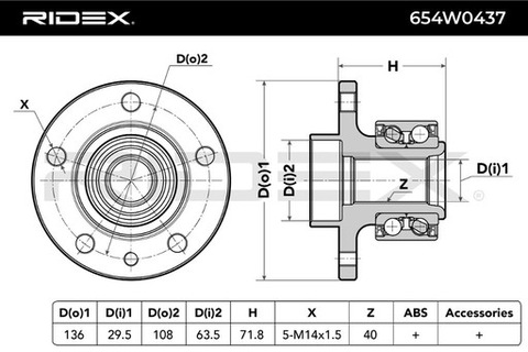 RIDEX 654W0437 JUEGO COJINETE RUEDAS VOLVO XC70 MKII  