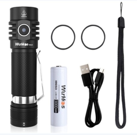 ЛІХТАРИК WURKKOS WK03 1800LM 6500K + АКУ 18650 