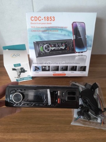 РАДІО АВТОМОБІЛЬНИЙ 1-DIN BLUETOOTH USB AUX CDC-1853 Z КРІПЛЕННЯ NA ТЕЛЕФОН 