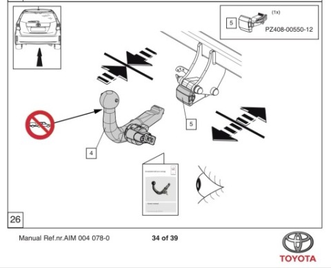 ОРИГИНАЛЬНЫЙ КРЮК DO PRIUS+ PRIUS ПЛЮС 2011-2022 - PW962-47000 