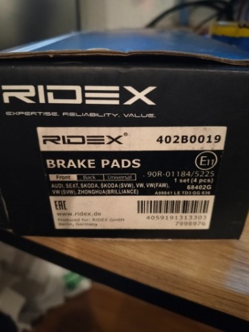 КОЛОДКИ ГАЛЬМІВНЕ RIDEX 402B0019 