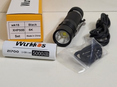 ЛІХТАРИК WURKKOS WK15 CREE XHP50.2 5000K 3000LM + АКУ 21700 