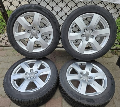 4 DISCOS DE ALEACIÓN LIGERA (DE TITANIO) AUDI CON  17 5X112, CONTINENTAL INVIERNO 6MM  