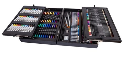 Zestaw artystyczny w drewnianej walizce 218 el