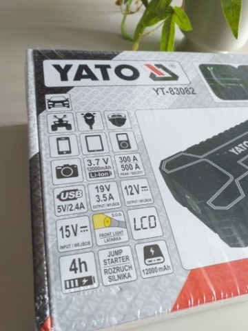 YATO YT-83082---JUMP СТАРТЕР 12000 MAH_LCD,POWERBANK,USB---OKAZJA ЛОДЗЬ 