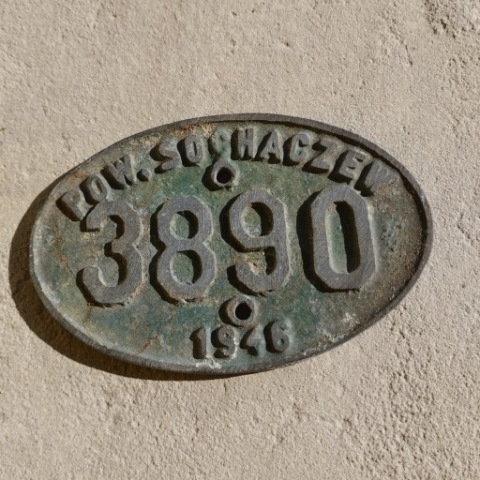 SOCHACZEW ПОЛЬЩА ТАБЛИЦЯ REJESTRACJA ВЕЛОСИПЕДНА 1946 РІК ПАНЕЛЬ 
