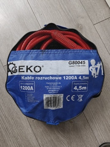 GEKO DRIVING GEAR START CABLES 1200A 4.5M  