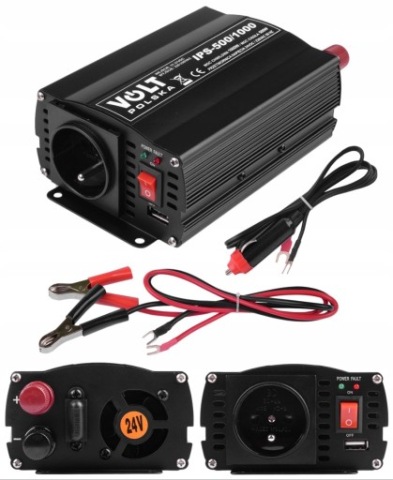 ПЕРЕТВОРЮВАЧ АВТОМОБІЛЬНА TIR 24V 230V 500W 1000W VOLT ПОЛЬЩА USB 