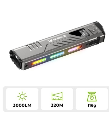 ЛІХТАРИК LED (СВІТЛОДІОД) WURKKOS TD11 БАГАТОФУНКЦІОНАЛЬНИЙ EDC 3000 LM + RGB USB-C НОВИЙ MODEL! 