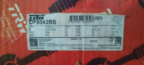 ДИСКИ КОЛОДКИ КОМПЛЕКТ ЗАД TRW DF6042BS + GDB1330 PEUGEOT, CITROEN, 